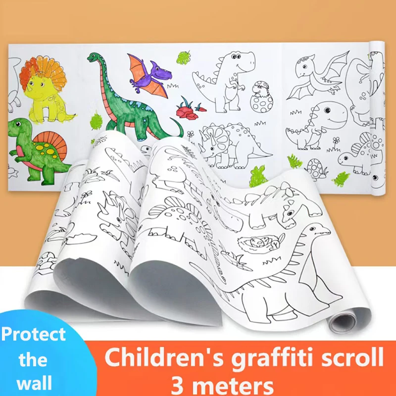 

3m oversized graffiti scroll Creative handmade painting for children colouring books for baby Wallpaperable wall coloring book