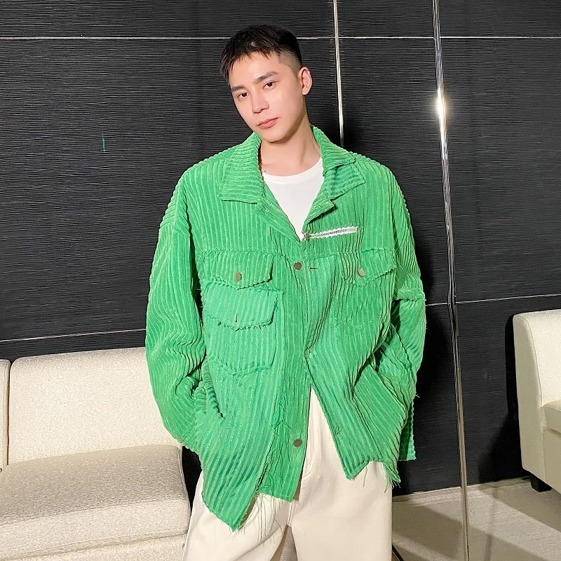 

Мужская Асимметричная куртка SYUHGFA, зеленая весенняя куртка оверсайз с лацканами и прострочкой по необработанным краям, 2022