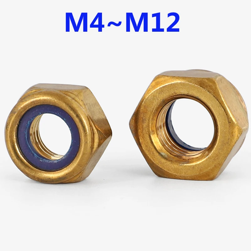 

Brass Insert Lock Nut M4 M5M6 M8 M10 M12 Brass Hex Nylon Insert Lock Nut Self-locking Locknut Copper Hex Self-locking Nylock Nut
