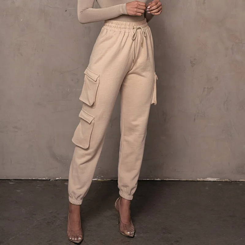 

Spring Autumn Vintage Patchwork Joggers Sweatpants Harajuku Woman Trousers Elastics High Waist Solid Pants 5 Colors