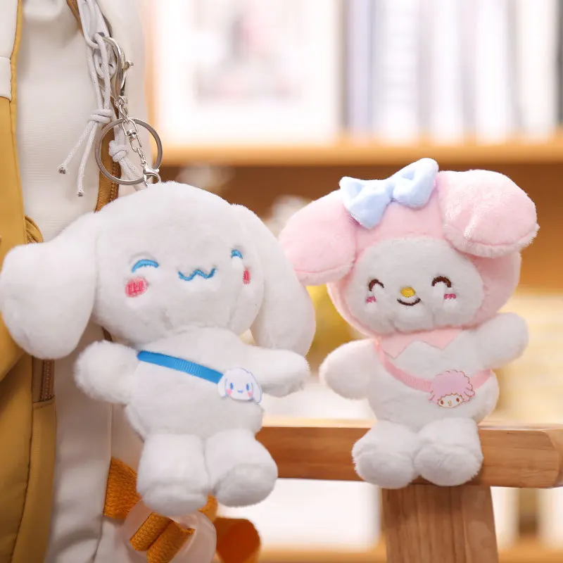 

4inches Sanrio Melody Kuromi Hello Kitty Cinnamoroll Keychain Pendant Doll Accessories Animals Figures Bag Hanging Jewelry Toys