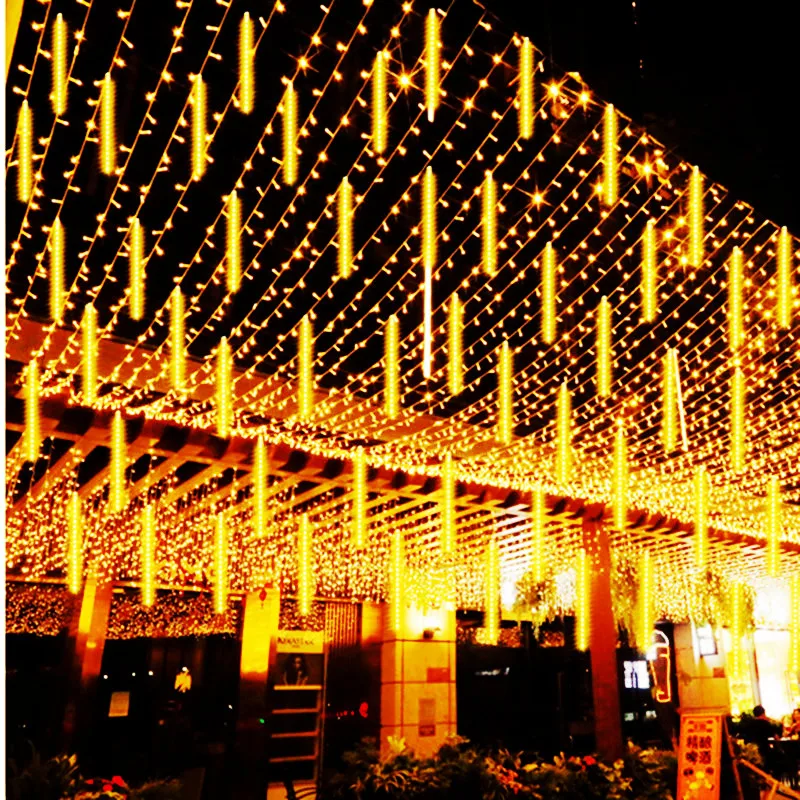 

2pcs Solar Meteor Shower String Lights Street Garlands Christmas Decorations for Outdoor New Year Fairy Garden Lights Navidad