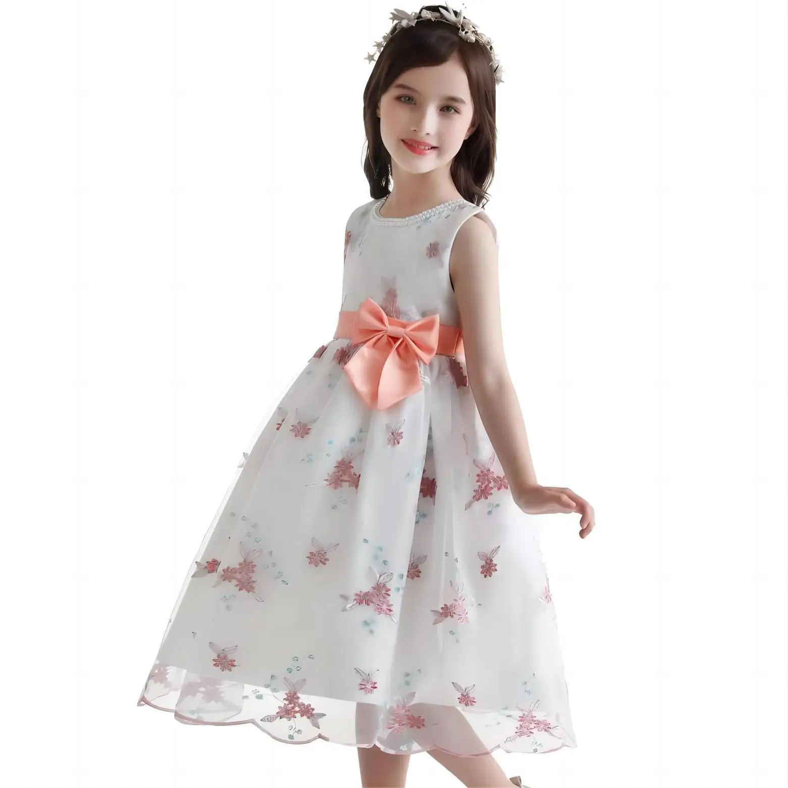 

Elegant Girls Clothes Princess Pageant Frozen Embroidery Dress Kids Prom Ball Gowns Wedding Party Flower Dresses 2-12 Years