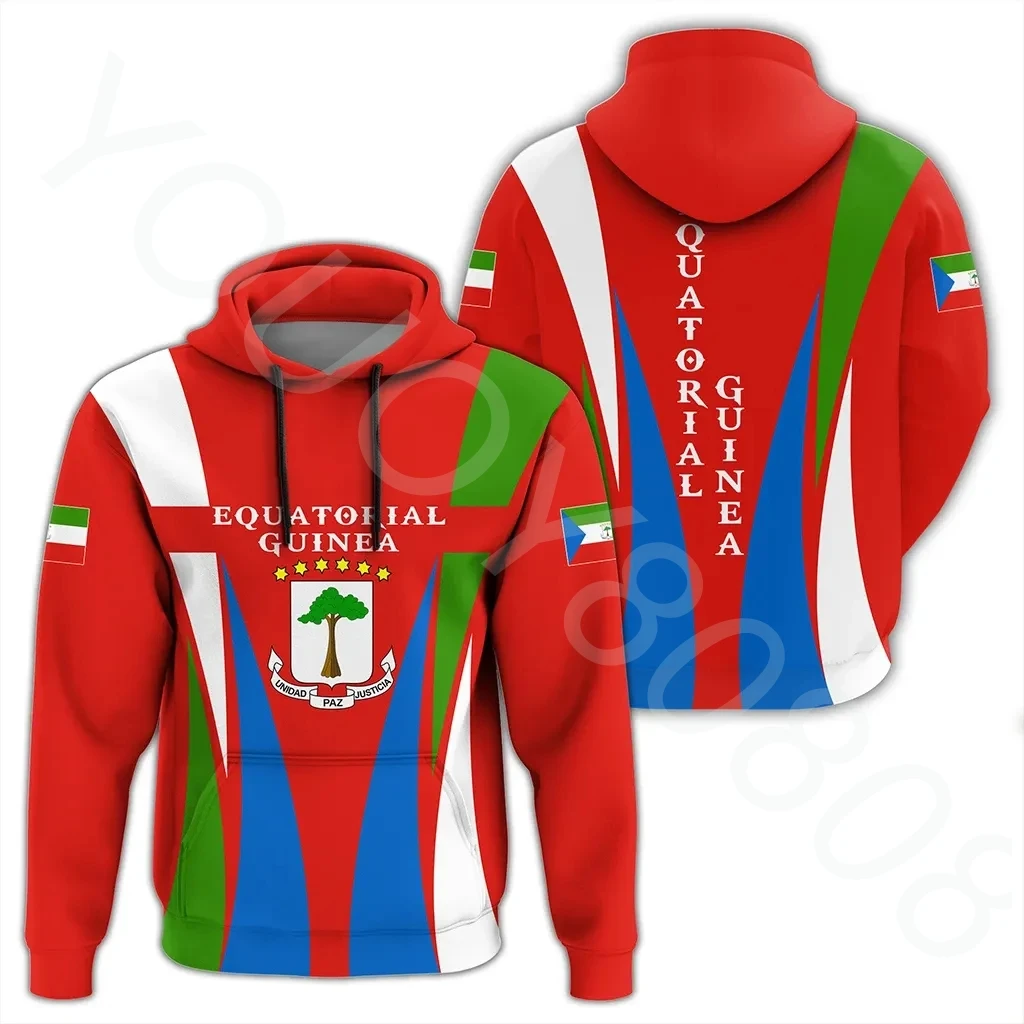

African Region Men's National Flag Crew Neck Sweatshirt Pullover Print Hoodie Equatorial Guinea Hooded Zip Shirt Top