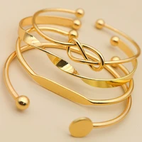 5pcs punk gothic gold plated bracelets female knot unusual bracelet twist bangles for women 2020 fashion gold jewelry