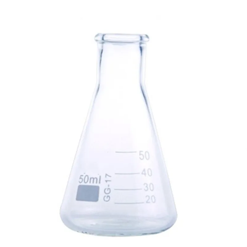 

50ml,Transparent Glass Erlenmeyer Flask Glass Conical Flask Narrow Neck Lab Teaching Chemical Experiments