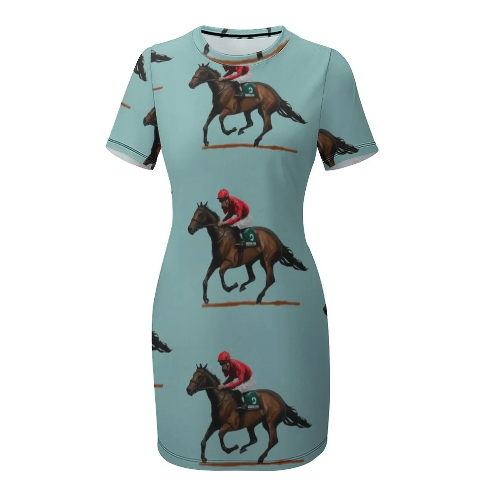 Платье с короткими рукавами Rider and Race Horse в полный галоп винтажное женское платье