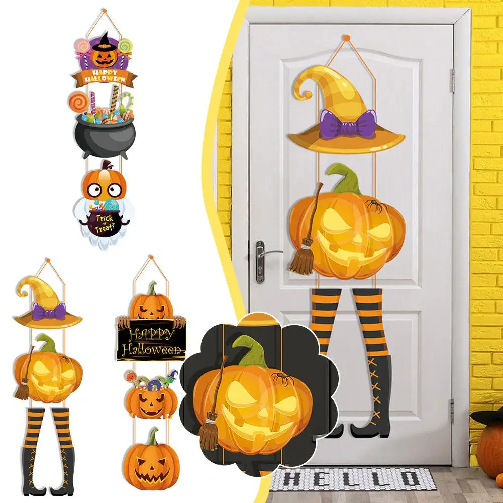 

Halloween Ghost Face Pumpkin Door Hangings Witch Hat Trick Or Treat Door Sign Pendant Happy 2023 Halloween Day Decor For Ho R5H5