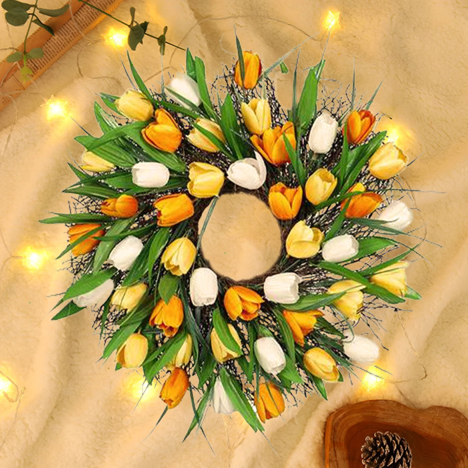 

Tulip Wreath 12 Inch Wreath For Front Door Spring Summer Fall Wreaths All Year Around For Outdoor Indoor Door Wall Window