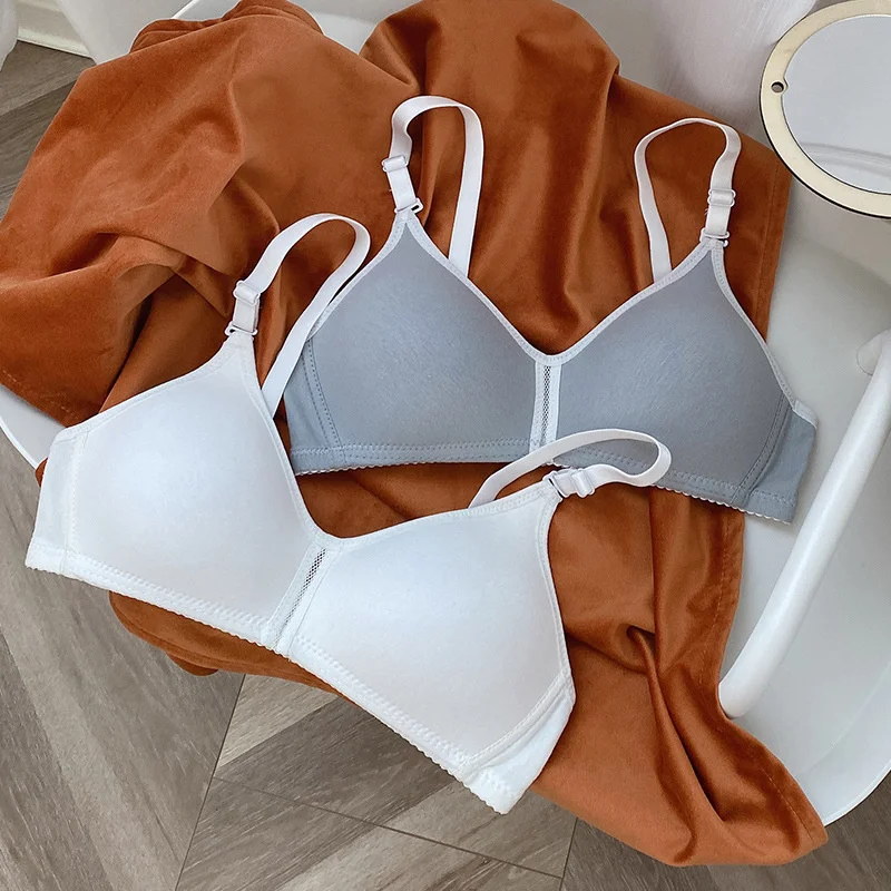 

2022 Underwear Women's Small Breasts Gather Student Bra Upper Support Adjustment Type Without Steel Ring Bra Thin Section