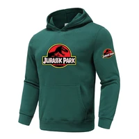 2022 fall new jurassk papk printing trend mens casual comfortable round neck long sleeve hooded sweater