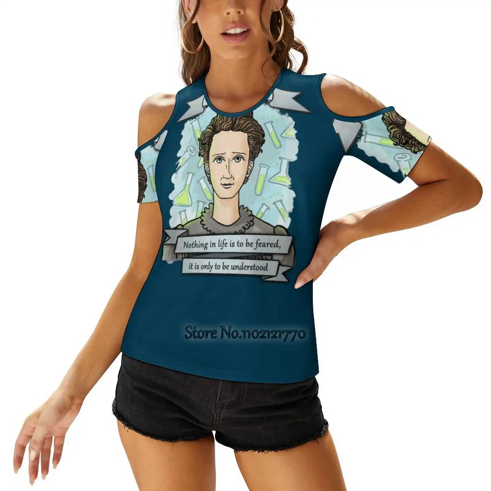 Женские топы Мари Кюри, футболка, Женская Повседневная Сексуальная футболка, одежда на шнуровке сзади, Мари Кюри, Мари Кюри, стебель, феминистская