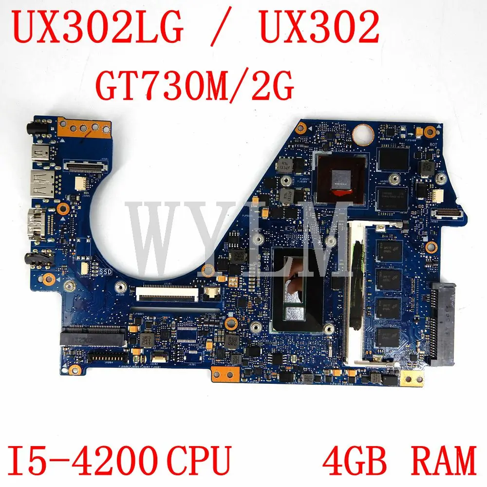 

UX302LG Mainboard I5-4200 CPU 4GB RAM GT730M/2G For Asus UX302 UX302L UX302LG UX302LN UX302LNB Laptop Motherboard 100% test OK