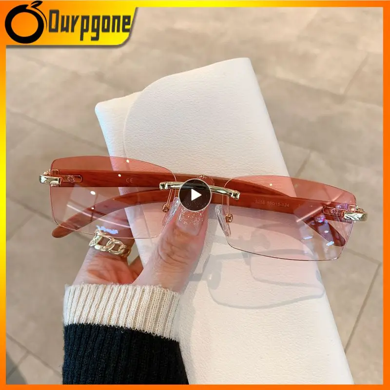 

Fashion Blue Pink Gold Metal Sun Glasses Uv Blocking Sunglasses Frameless Polarized Eyewear Retro Rectangular Sunglasses Shades