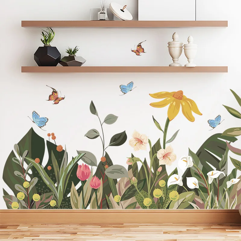 

Tropical Green Wall Sticker For Children Leaves Flowers Room Decor Stickers Home Decoration Accessories Self-Adhesive Wallpaper