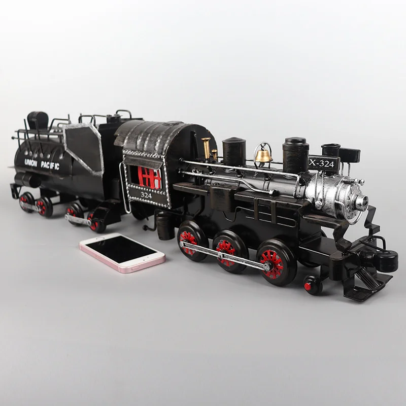 

Old style steam train model, iron sheet handicrafts, living room, bar, window cabinet, nostalgic decorations and ornaments