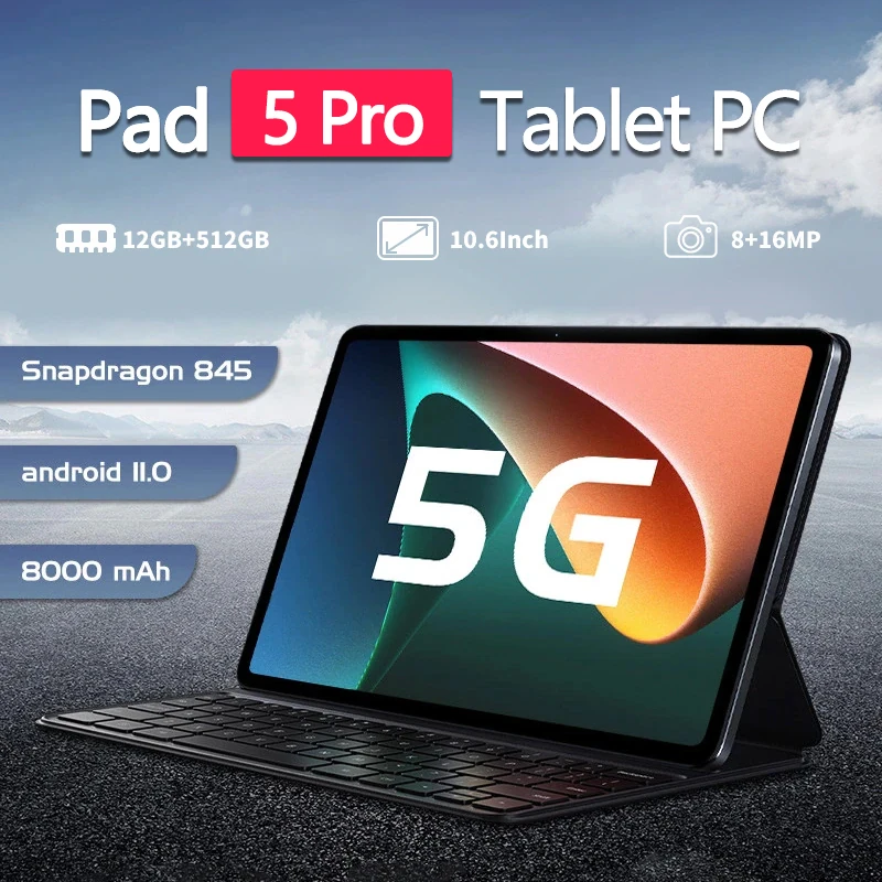 

2023 New Original Global Version Tablet Android 11.0 Snapdragon 845 Tabletas PC 5G Dual SIM Card Or Wifi HD 4K Mi Pad 5 Pro Tab