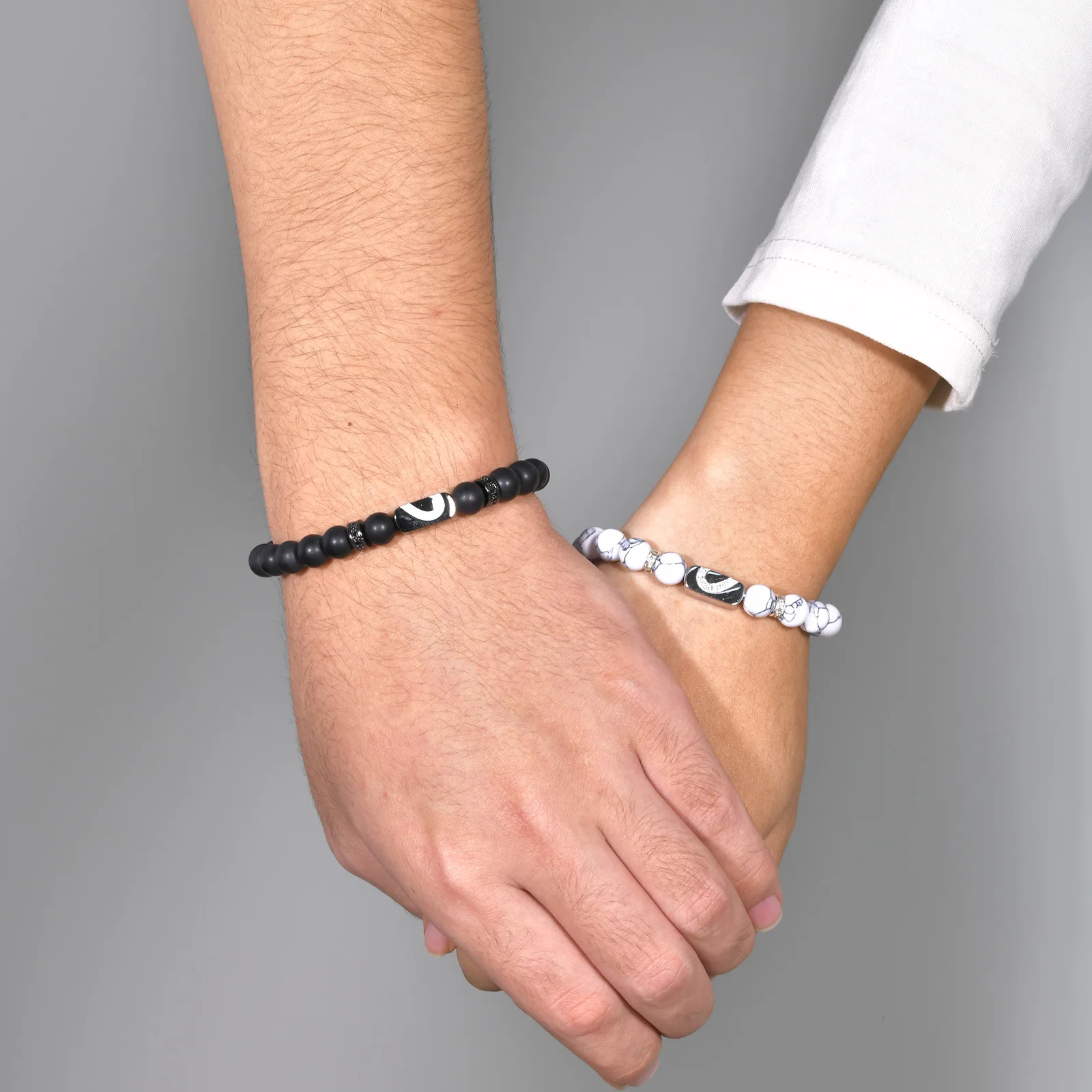 Браслеты для пар агат белый бирюзовый из нержавеющей стали камень бисер