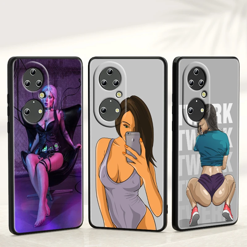 

Sexy Hot Girl Summer Swag For Huawei P50 P40 P30 P20 Pro Plus 5G 2019 E P10 P9 Lite mini 2017 Soft Black Phone Coque Fundas