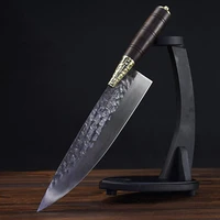 9 5 inch longquan kitchen knife 7cr17mov handmade forged copper decor sharp gyutou cleaver sashimi knife cutting vegetables meat