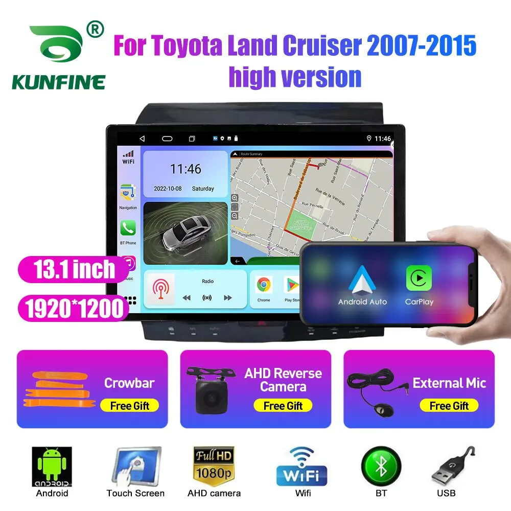 

Автомобильный радиоприемник 13,1 дюйма для Toyota Land Cruiser 2007-15, автомобильный DVD GPS-навигатор, стерео Carplay, 2 Din, Центральный Мультимедиа, Android, авто