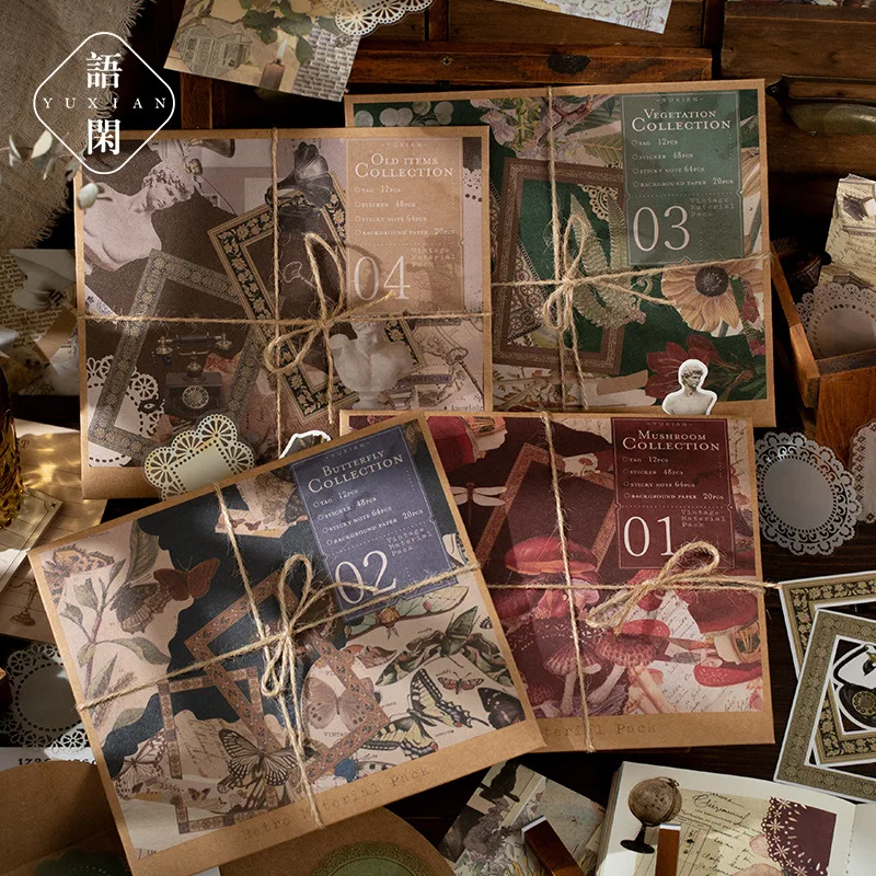 

144pcs/lot Memo Pads Material Paper Collections of the old days Journal Scrapbooking paper Card Background Decoration Paper