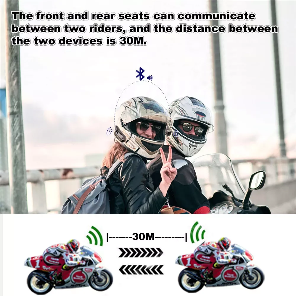Bluetooth 4.2 Helmet Headphone Bluetooth Motorcycle Headset Intercom Motor Bike Earphone Microphone Built-In 3.7V 800mAh Battery enlarge