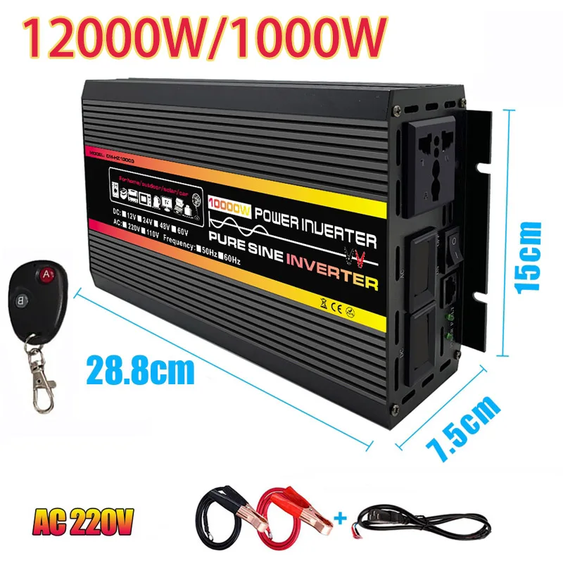 

Pure Sine Wave Inverter 10000W/12000W LED Display Car Inverter Converter Voltage Transformer DC 12/24/48/60V TO AC 220V