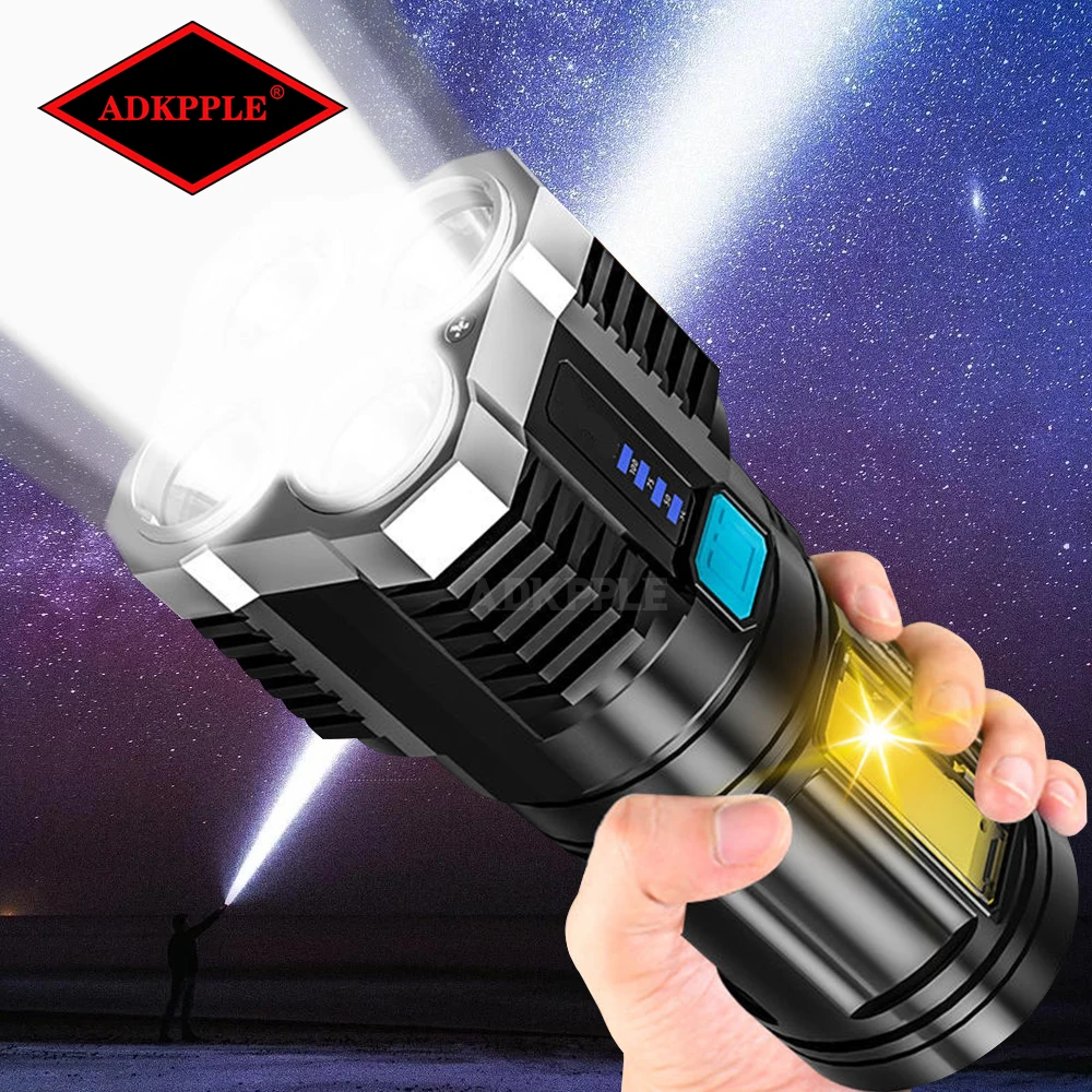 5LED Flashlight Mini Portable Lamp With Built-in 1200mah 18650 Battery USB Rechargeable COB LED Lighting