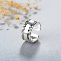 fashion simple open rings for women retro silver two sides leaves middle glossy ring holiday gift jewelry accessories wholesale