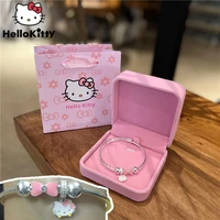 2pcs kawaii sanrio hello kitty cartoon cute silver bracelet accessories anime kuromi melody pendant girls jewelry birthday gift