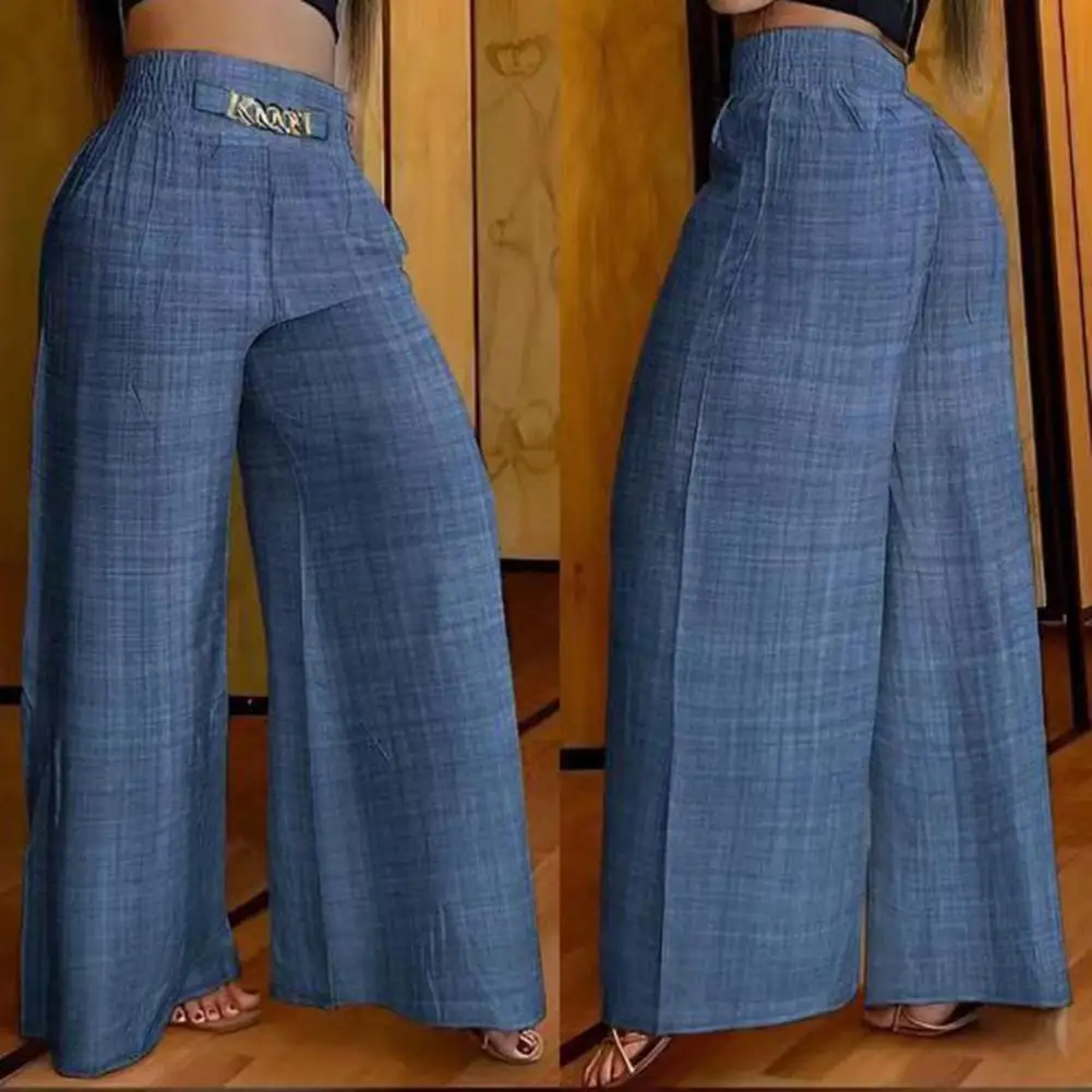 Blue Print Wide Leg Pants Women High Waisted Trousers Women Casual Baggy Pants Woman Fashion Summer Women's Pants Set