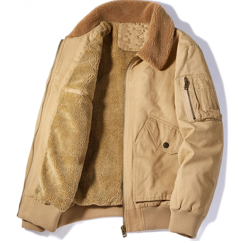 BINGCHENXU мужские флисовые карго-куртки меховые теплые куртки с воротником-стойкой