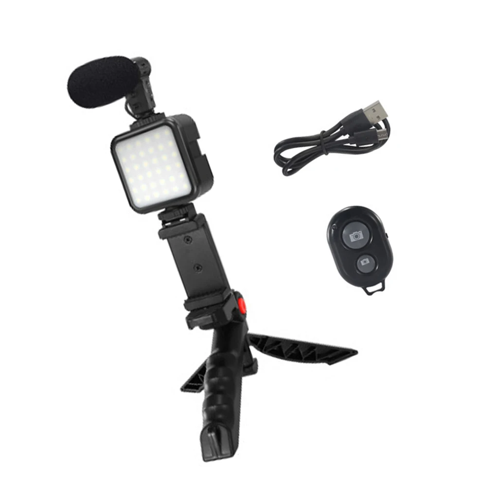

Tripod Holder Kit Live Streaming 6000K 5W Fill Light Set Portable Video Recording Photography Set with Mic