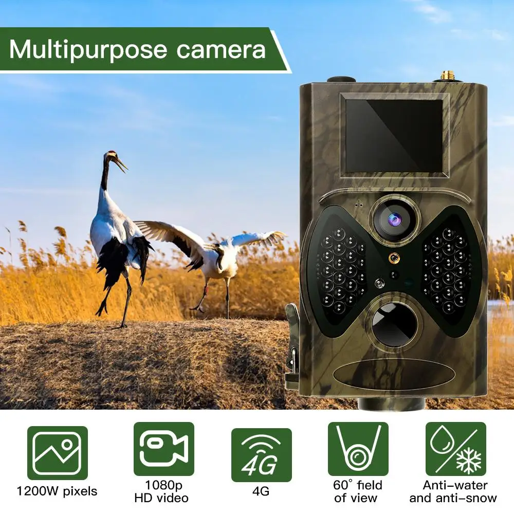 

12MP 1080P Video Wildlife Trail Camera Photo Trap Infrared Hunting Cameras HC300m Wildlife Wireless Surveillance Tracking Cams