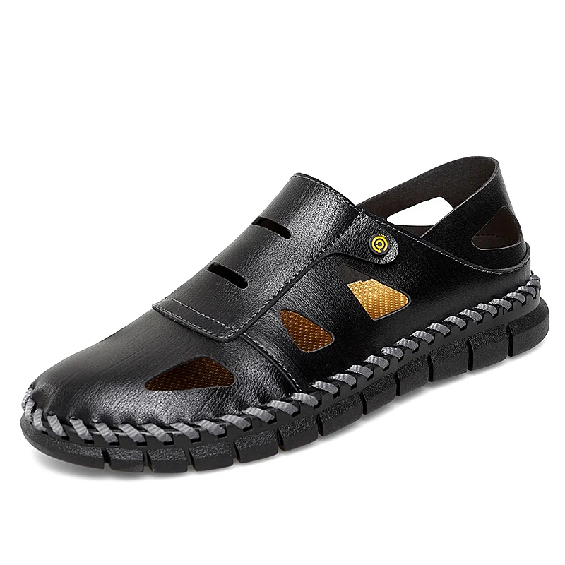 

Sandálias de moda masculina sandália de couro para o homem confortável e durável sapatos de praia sapato