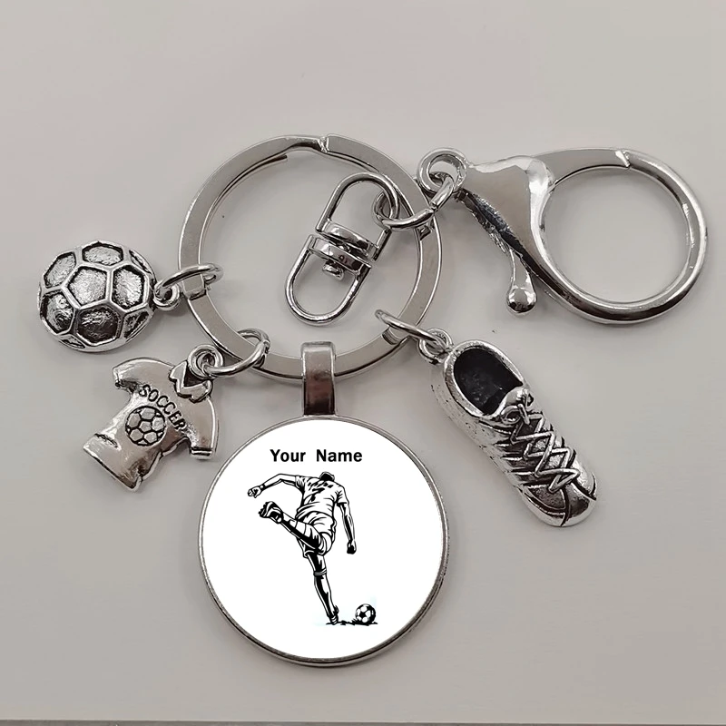 Футбольный брелок DIY с настраиваемым именем футбольного мальчика для любителей, настраиваемый логотип футбольного клуба.