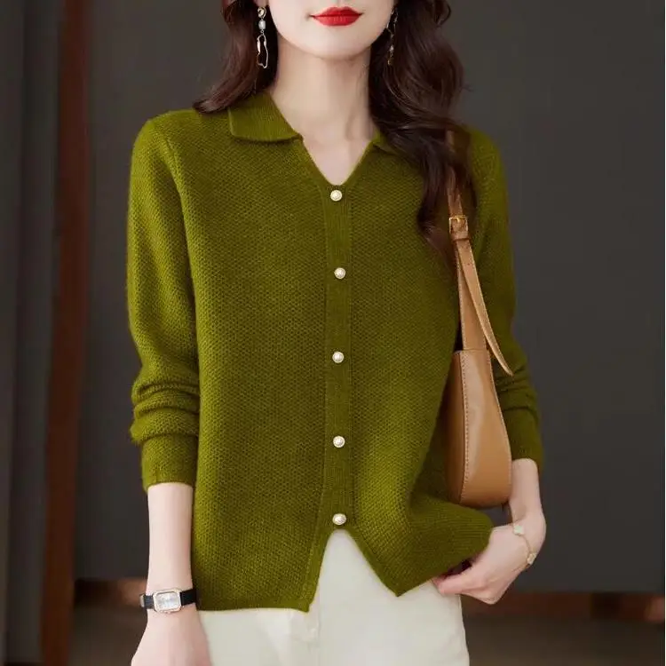 Женская одежда в западном стиле элегантный вязаный Топ весна-осень 2024 зима