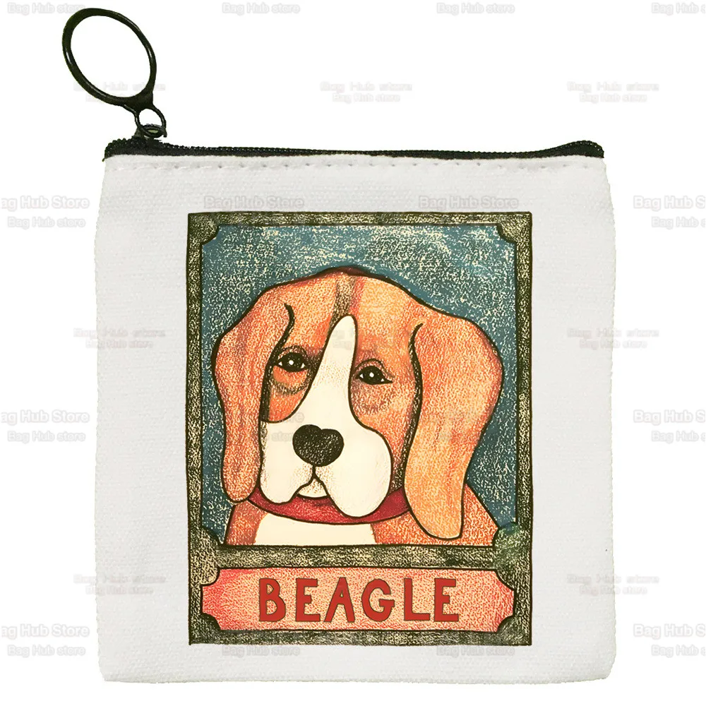 Beagle Cartoon Coin Purse Female Fabric Bagel Dog Cute Small Purse Mini Clutch Bag Cute Canvas Key Case Coin Purse
