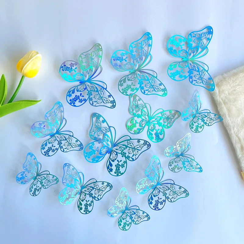12 шт./набор настенные 3d-наклейки в виде бабочек
