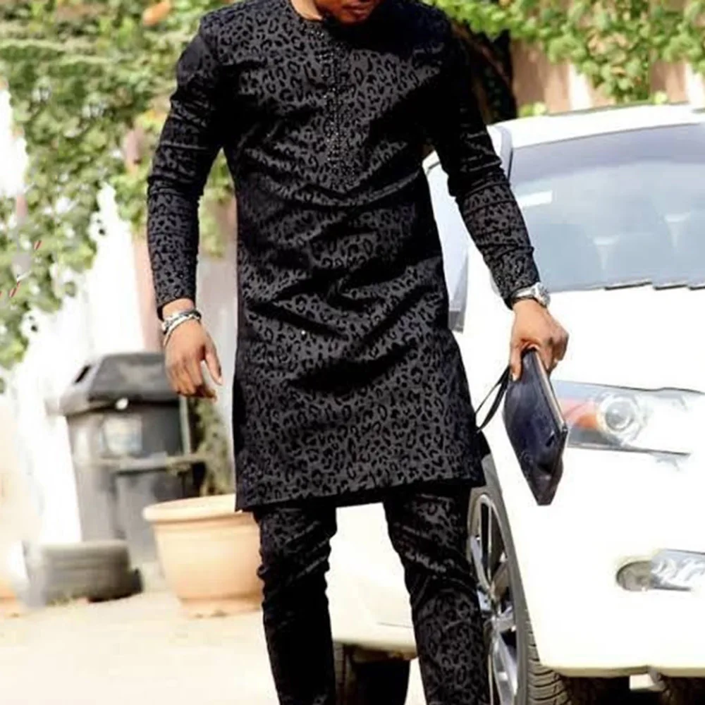 Ramadan Eid Muslim Fashion Men's African Black Suit Arabic Shirt Kurta Men Camisas Estilo Europeo Pars Hombre European Clothing