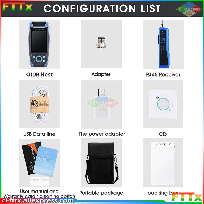 Pro mini OTDR Fiber Optic Reflectometer NK3200D with 9 Functions VFL OLS OPM Event Map 24dB for 64km Fiber Cable Ethernet Tester