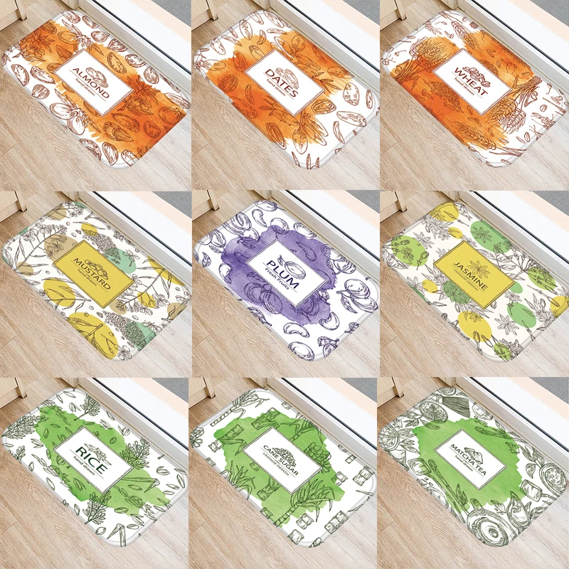 

Fruits Kitchen Mat Floor Funny Entrance Door Doormat Floral Leaves Carpet for Bedroom Bath Rug Bathroom Mats Set Rugs Baths