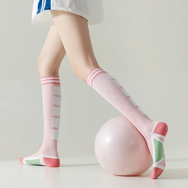 1 Pair Professional Silicone Anti-slip Yoga Socks Women,Striped Dance Sports Socks Cotton Breathable Gym Fitness Pilates Socks