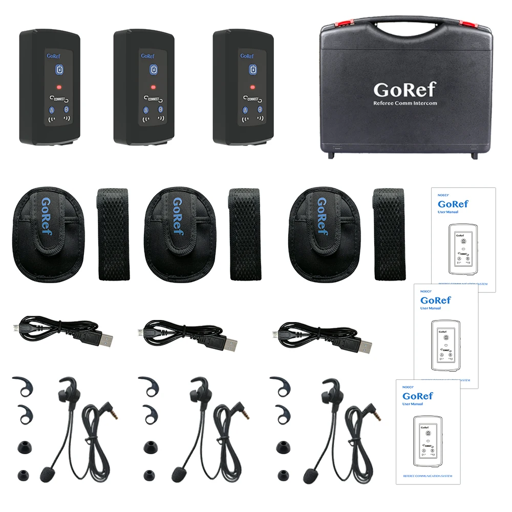 

3/4 шт. GoRef футбольный арбитр домофонная гарнитура Bluetooth5.1 для 4 судей полнодуплексный 1500 м говорящий домофон с коробкой против FBIM