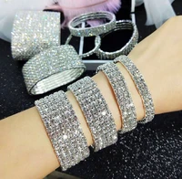 rhinestone stretch bracelet bangle bling wristband for women bridal wedding bangles wristband elastic jewelry wholesale