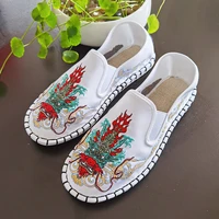 2022 summer designer canvas casual shoes men chinese embroidery style loafers comfortable couples mens casual shoes women flats