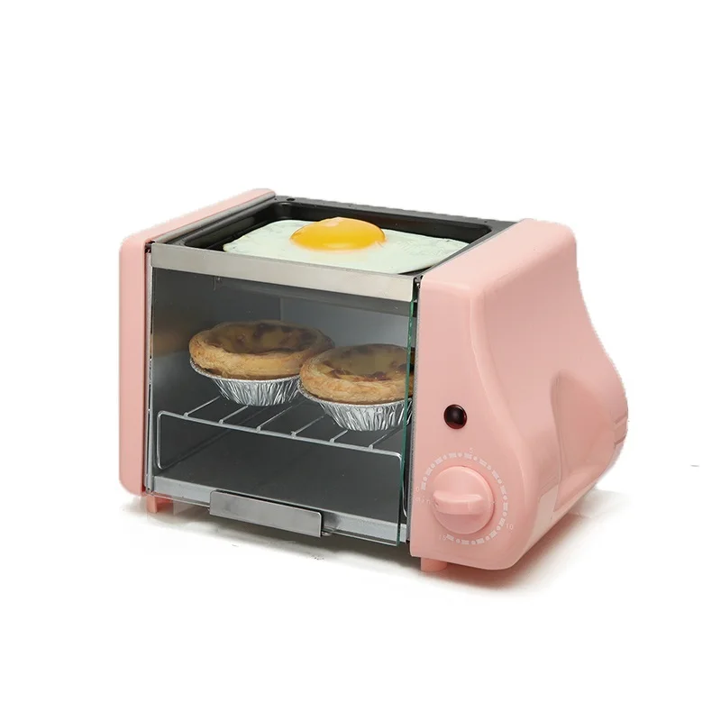 

Mini Electric Oven Roast Grill Toaster Cake Bread Baking Machine Steak Fried Eggs Omelette Frying Pan Timer Breakfast Maker