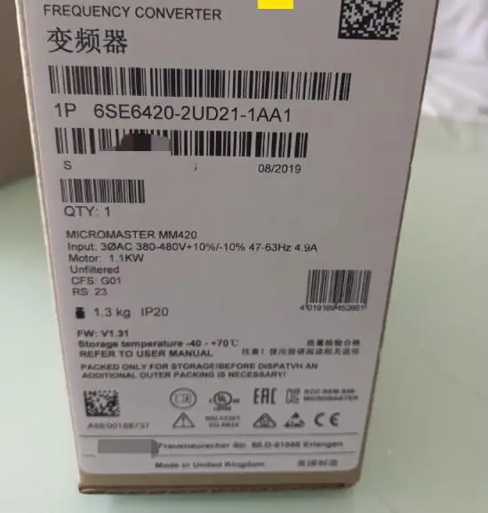Преобразователь переменного тока 420 6SE6420 с фильтрующим приводом VFD 6SE6420-2UD21-1AA1