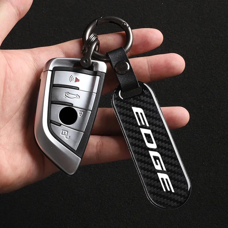 

Роскошный брелок для ключей из углеродного волокна с логотипом автомобиля, кольцо для ключей для Ford Edge, аксессуары